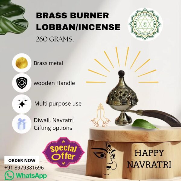 Brass Incense Holder With Wooden Handle - Image 3