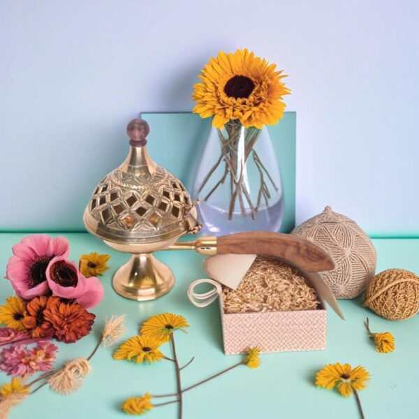 Brass Incense Holder With Wooden Handle - Image 4