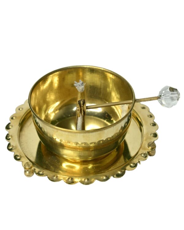 Brass Akhand Diya with Adjustable Wick and Borosilicate glass  250 ml. - Image 4